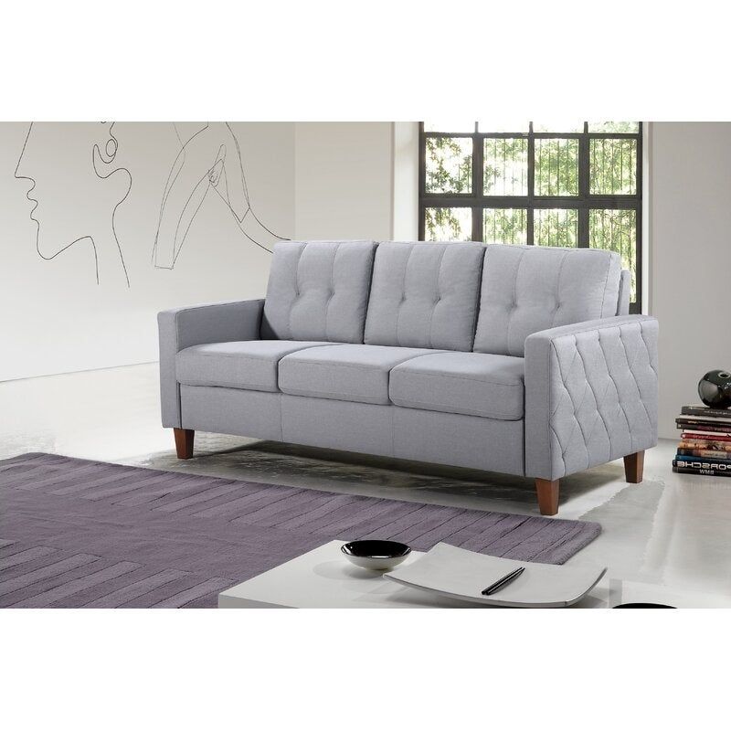 Gabrielo 76.8'' Linen Square Arm Sofa - Dark Grey