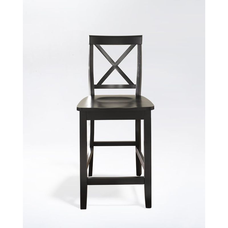 X-Back Bar Stool in Black Finish with 24 Inch Seat Height. (Set of Two) - X-Back Bar Stool in Black 24inch height (2)