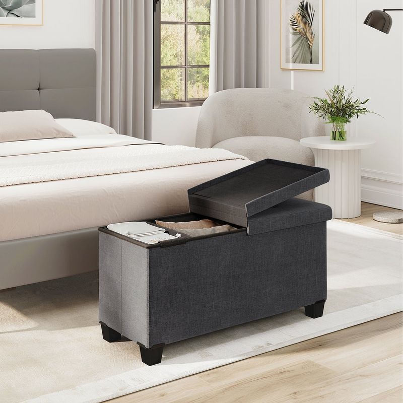 Nestl Storage 30-In Storage Ottoman Bench with Storage Bins for Bedroom - Folding Foot Rest Ottoman with Storage for Living Room -...