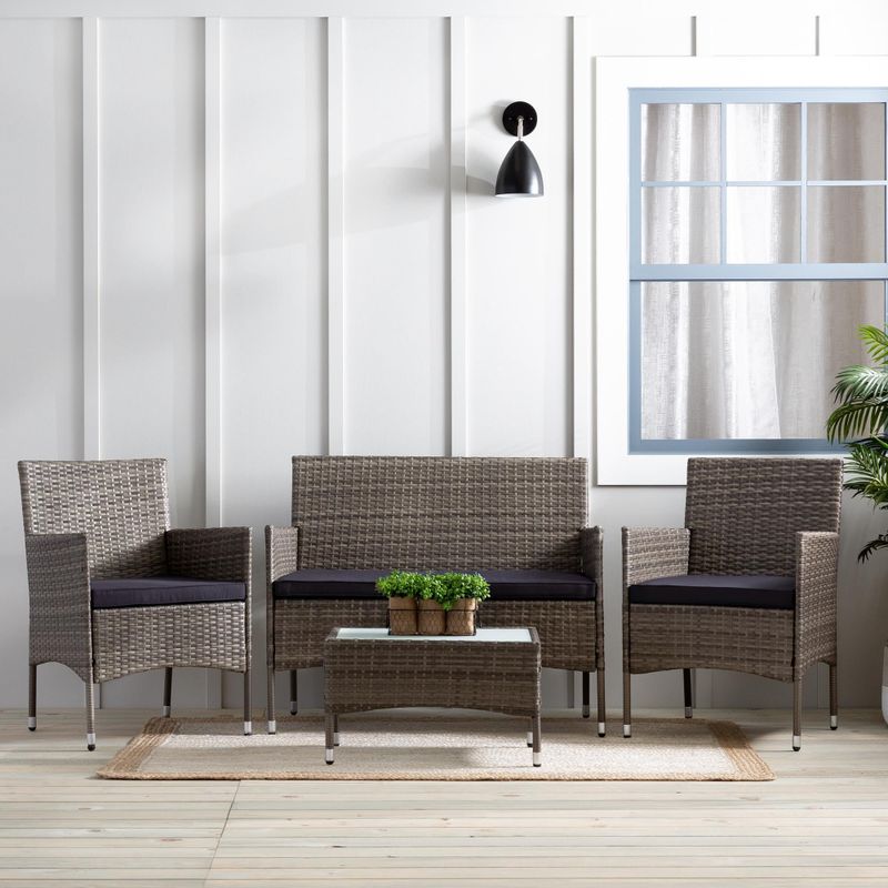 Brookside Iris Rattan Outdoor Seating Set - Gray and Charcoal