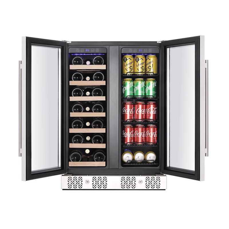 30 in. Freestanding 96-Can Beverage Center Cooler and 33-Bottle Wine Cellar Refrigerator - Stainless Steel