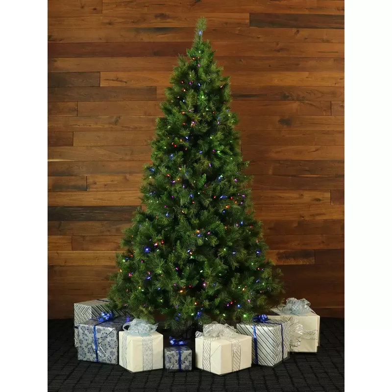 Fraser Hill Farm 6.5' Canyon Pine Tree, Multi-Color/Clear LED Lights, Easy Connect, Remote