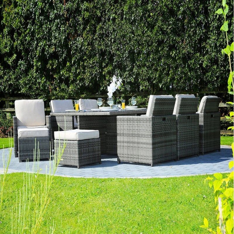 Alana 11-Pc Patio Space Saving Dining Table with Waterproof Cover - Grey