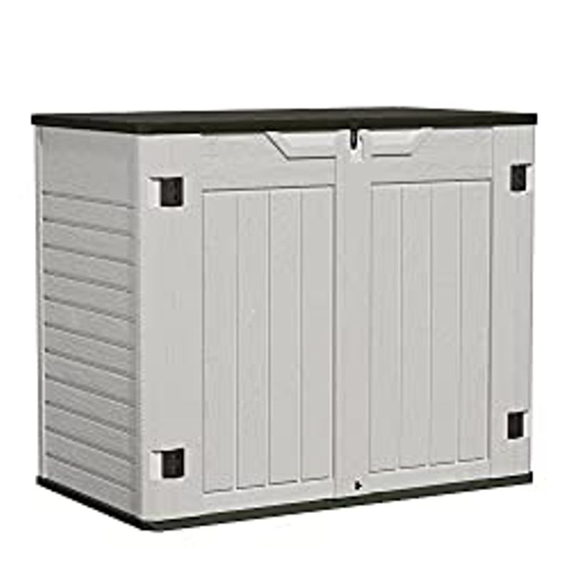 Greesum Outdoor Horizontal Resin Storage Sheds 34 Cu. Ft. Weather Resistant Resin Tool Shed, Extra Large Capacity Weather Resistant Box...
