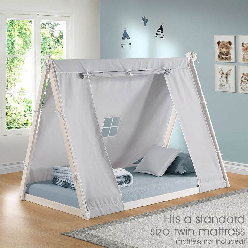 TeePee Tent Twin Floor Bed - White