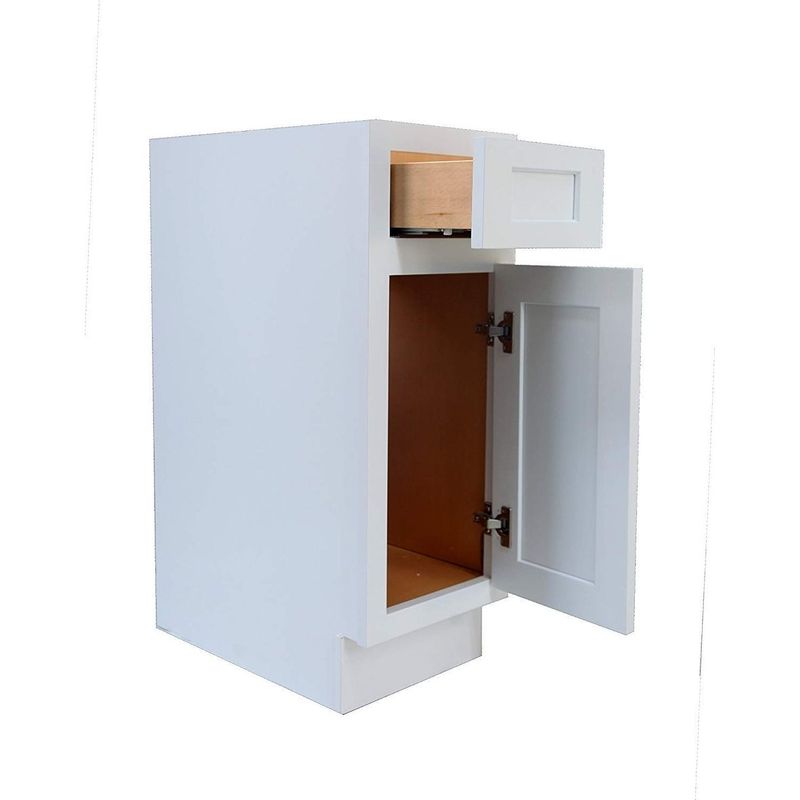Vanity Art 15 Inch Bathroom Vanity Base Cabinet Single Right Offset Solid Wood Small Bathroom Storage Floor Cabinet - White