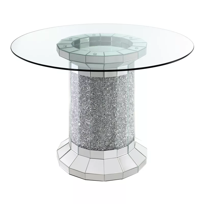 Ellie Pedestal Round Glass Top Counter Height Table Mirror