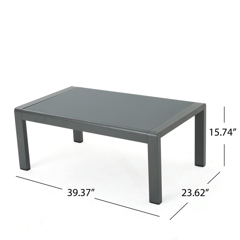 Cape Coral Outdoor Aluminum Rectangle Coffee Table by Christopher Knight Home - Grey