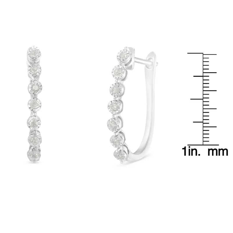 .925 Sterling Silver 1/2 cttw Miracle-Set Diamond 7 Stone Hoop Earrings (I-J Color, I3 Clarity)