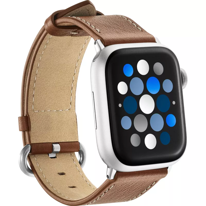Insignia™ - Leather Band for Apple Watch 38mm, 40mm, 41mm and SE - Chestnut
