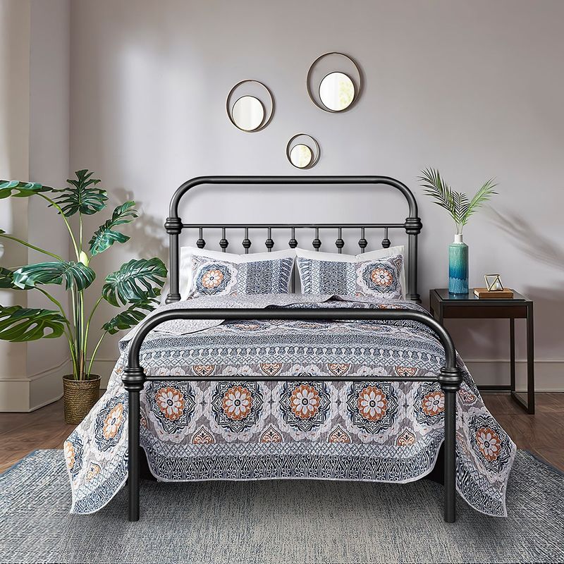Furniture R Iron Metal Standard Bed Frame Industrial Style - White - Twin