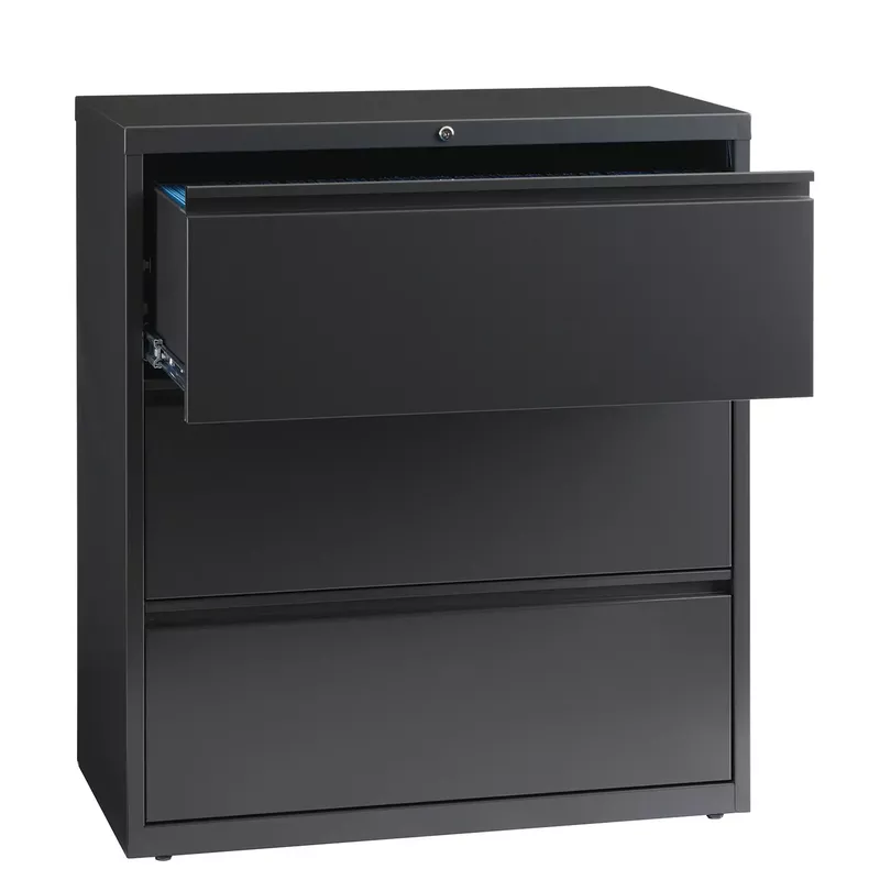 8000 Series 36" Wide 3-Drawer Lateral File Cabinet, Charcoal - Locking - Grey - Steel/Metal