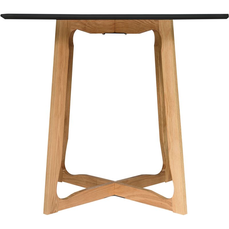 LeisureMod Cedar Bistro Dining Table W/ Wood X Shaped Sled Base - Black