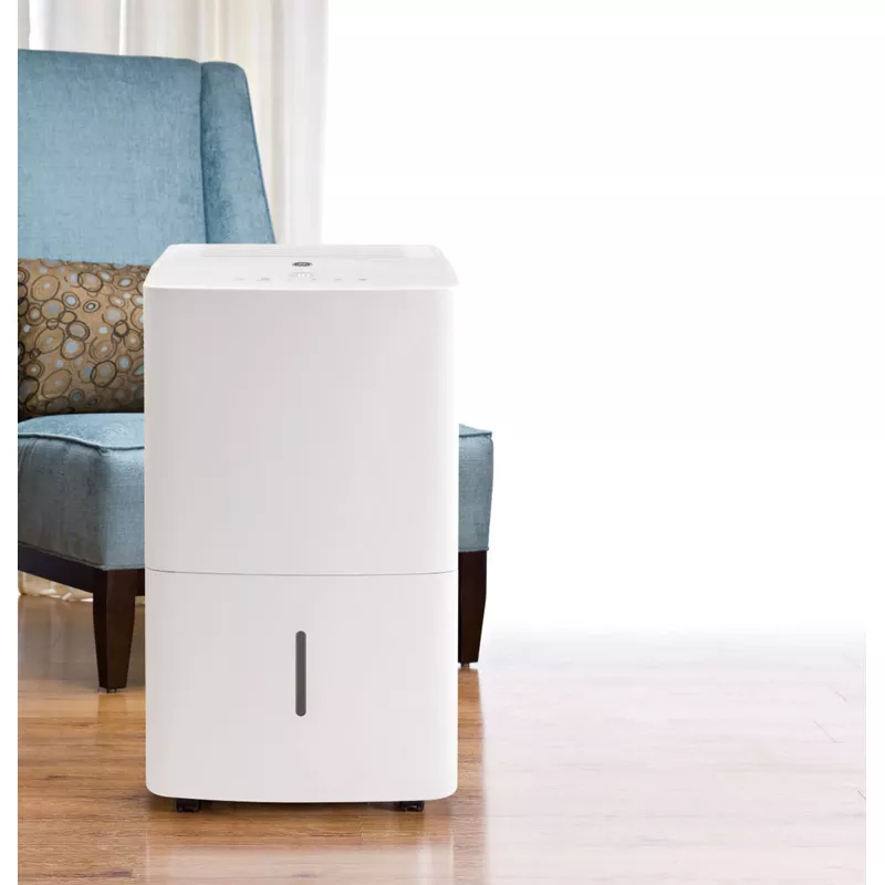 GE - 50-Pint Portable Dehumidifier with 3 Fan Speeds - White