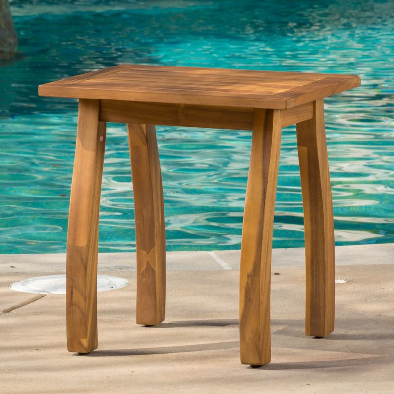 Lucca Outdoor Acacia Wood Side Table by Christopher Knight Home - Grey