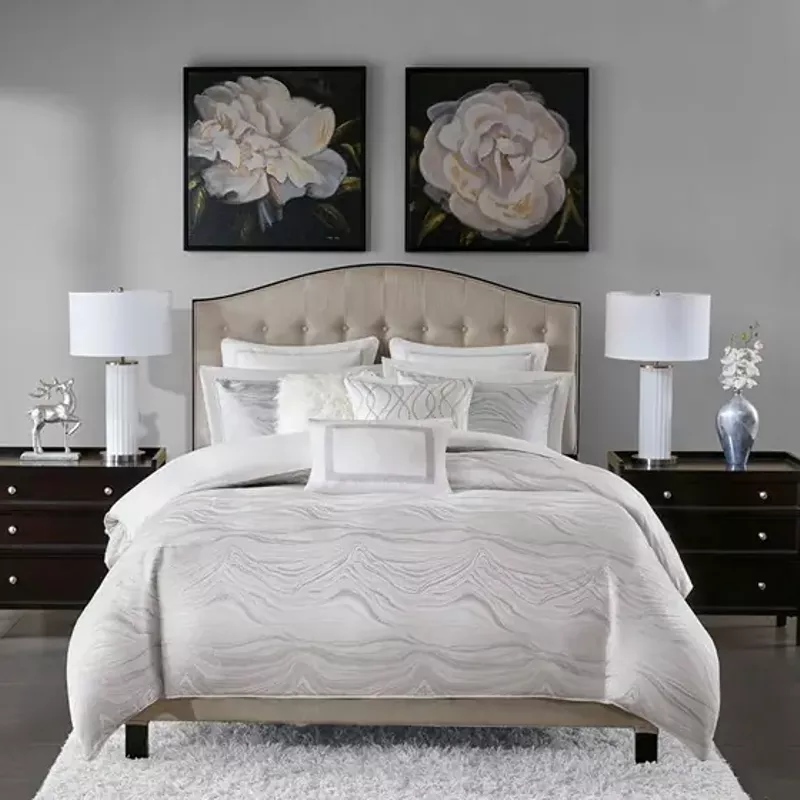 White Hollywood Glam Comforter Set King