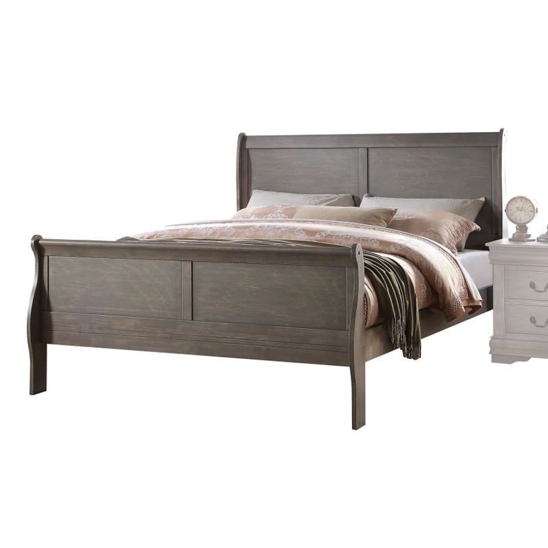 Acme Furniture Louis Philippe Antique Grey 4-Piece Sleigh Bedroom Set - 4-Piece Full Set