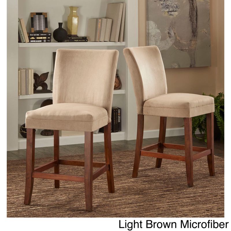 Parson Classic Upholstered Counter Height High Back Chairs (Set of 2) by iNSPIRE Q Bold - Light Brown Microfiber