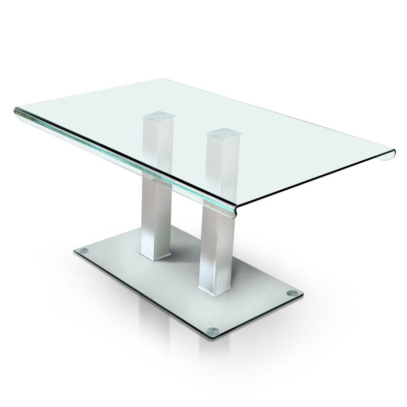 Furniture of America Ezreal Contemporary Tempered Glass Silver Dining Table - Silver