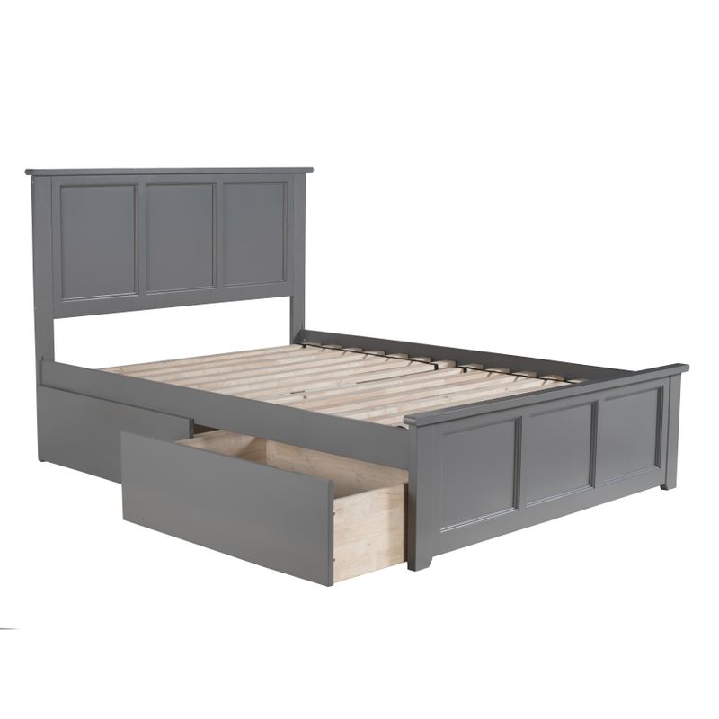 Atlantic Furniture Madison Atlantic Grey Wood Full Platform Bed with Matching Footboard and 2 Urban Bed Drawers