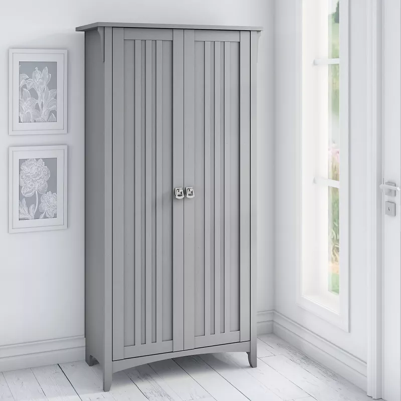 Bush Furniture Salinas Tall Storage Cabinet with Doors - White