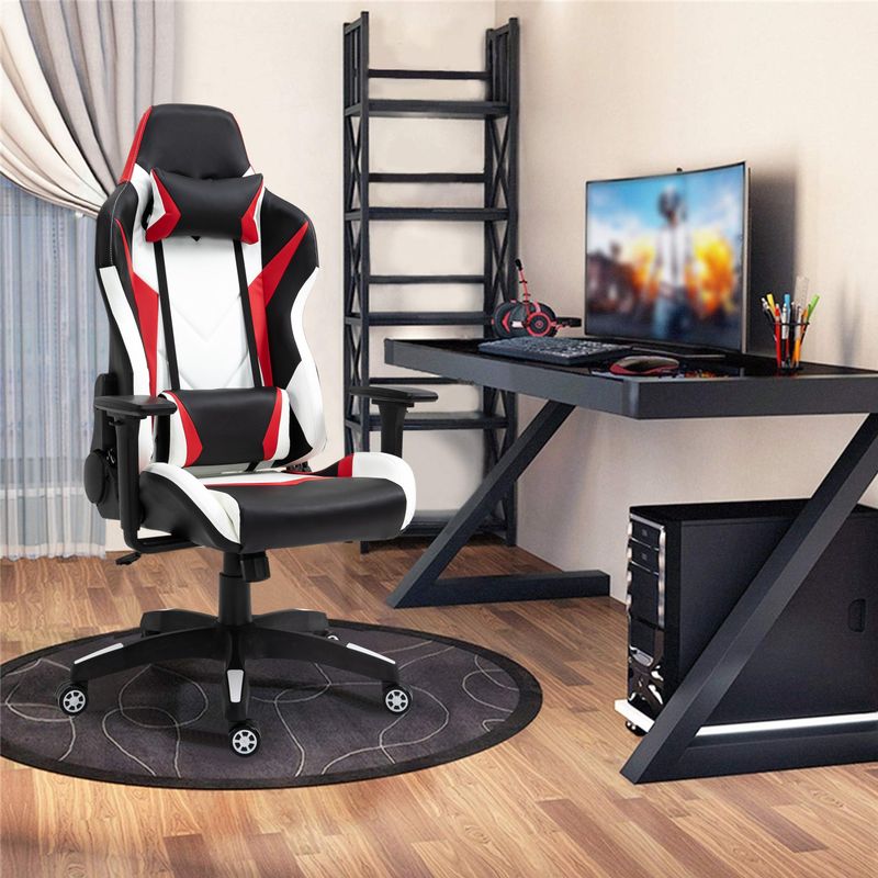 GZMR High Back Ergonomic Racing Gaming Chair with Lumbar Support - White