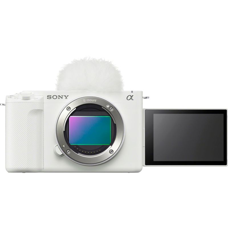 Front Zoom. Sony - Alpha ZV-E1 Full-frame Vlog Mirrorless Lens Camera (Body Only) - White