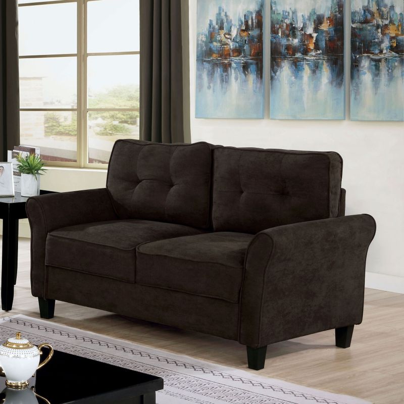 Furniture of America Flevio Traditional Fabric 2-piece Sofa Set - Brown