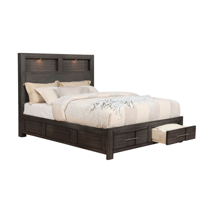 Furniture of America Dito Transitional Solid Wood Storage Bed - Grey - Queen