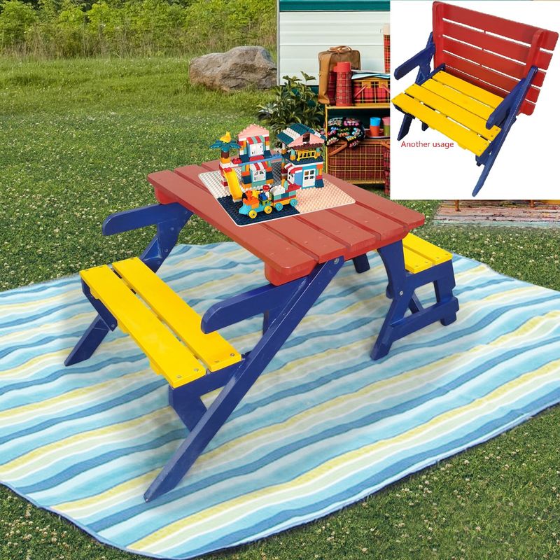 All in one Kids Multi Functional Arm Chair, Table and 2 Benches - Colorful