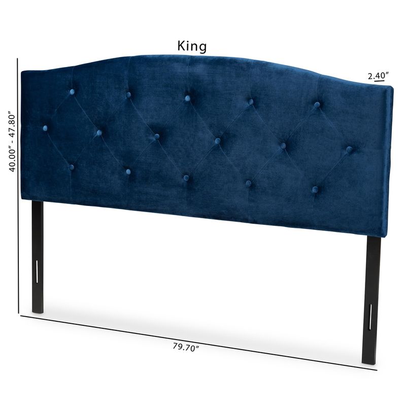 Leone Modern and Contemporary Velvet Upholstered Headboard-Navy Blue - Queen