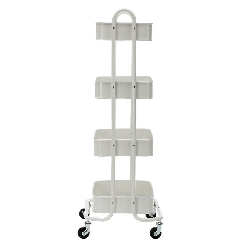 4-Tier Metal Utility Cart with Wheels Storage Shelves Organizer - 17.7"x13.7"x42.9" - Blue