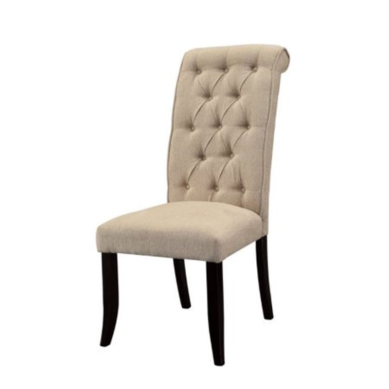 Furniture of America Lexon Tufted Dining Chair in Ivory (Set of 2)