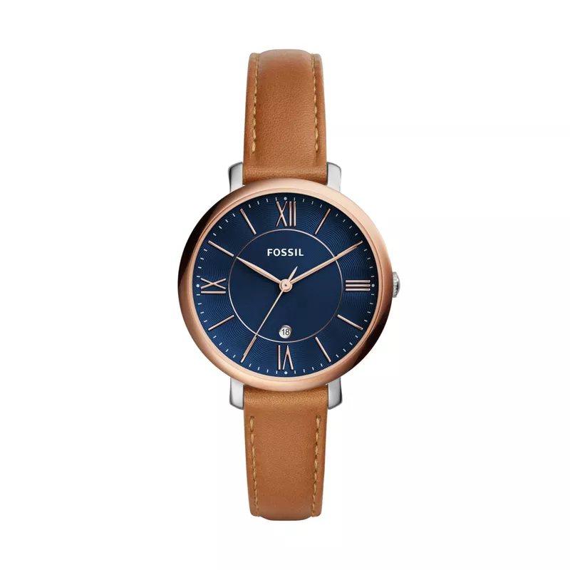 Fossil - Ladies Jacqueline Brown Leather Stap Watch Blue Dial