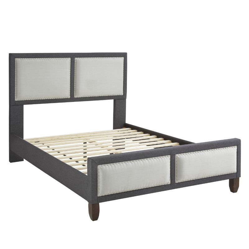 Sleep Sync Madison QN Platform Bed linen fabric upholstered Bed Frame set with two color choices - Grey