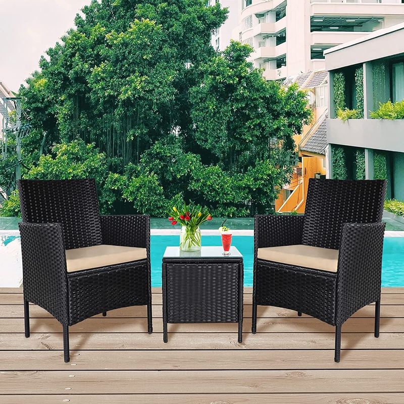 Pheap Outdoor 3-piece Cushioned Wicker Bistro Set by Havenside Home - Crimson