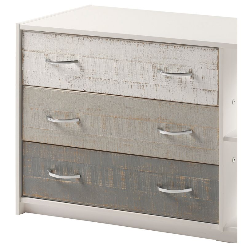 Two Tone 3 Drawer Chest with Shelves in Grey & White - Includes Hardware - Combo Chest - Multi - Distressed - Pine - Assembly Required...
