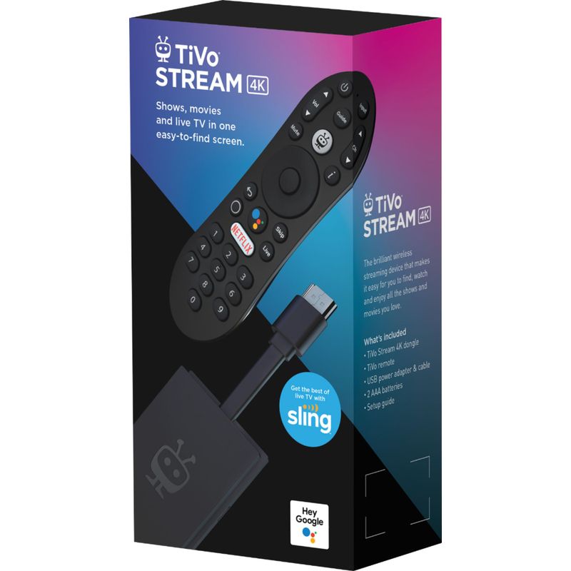 Angle Zoom. TiVo - Stream 4K UHD Streaming Media Player with Google Assistance Voice Control Remote - Black