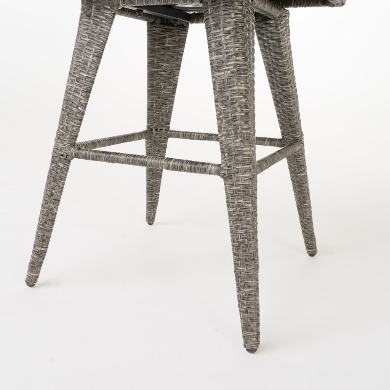 Puerta Outdoor Wicker Barstool with Cushions (Set of 2) by Christopher Knight Home - Multi Grey