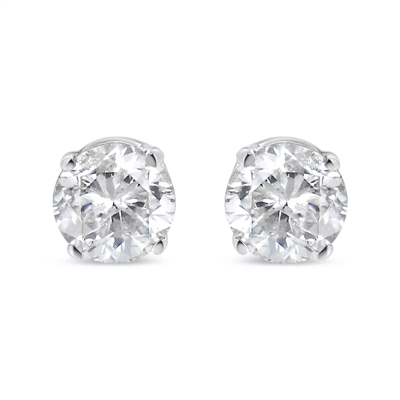 14K White Gold 1/4 Cttw Lab Grown Diamond 4-Prong Classic Solitaire Stud Earrings (G-H Color, VS2-SI1 Clarity)