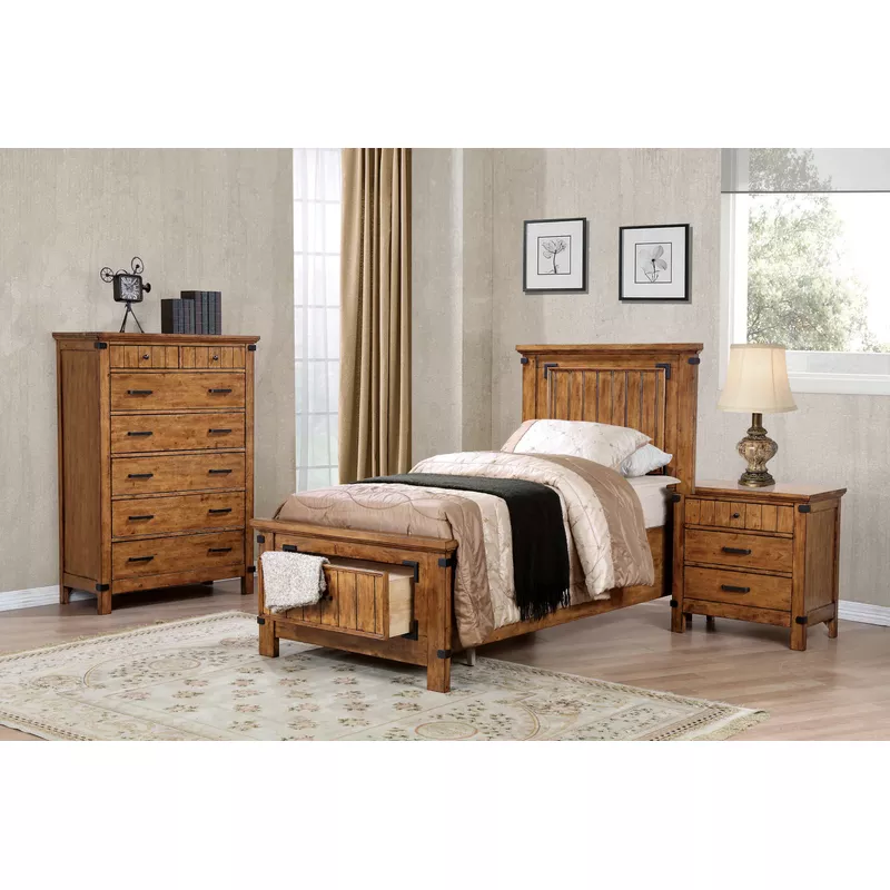 Brenner Twin Storage Bed Rustic Honey