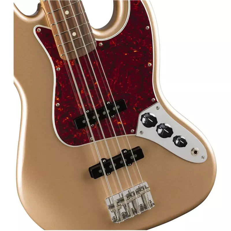 Fender Vintera '60s Jazz Electric Bass Guitar, Pau Ferro Fingerboard, Firemist Gold
