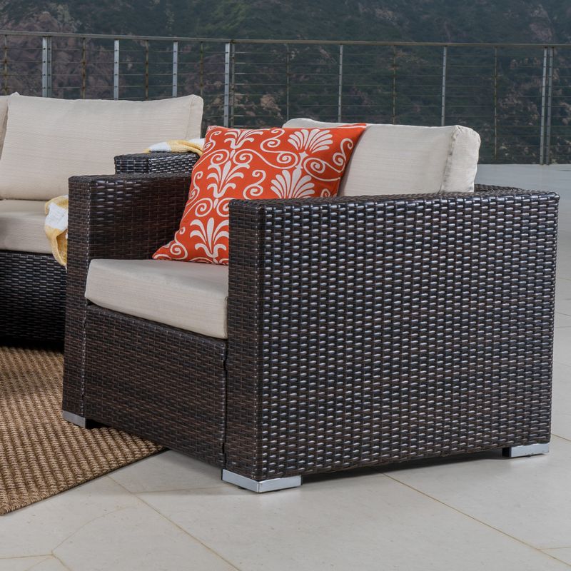 Santa Rosa Outdoor 7-piece Wicker Seating Sectional Set with Cushions by Christopher Knight Home - Grey
