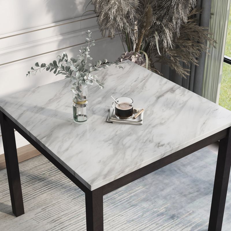 Furniture of America Zahara White Faux Marble Counter Height Table - Faux White Marble/Espresso