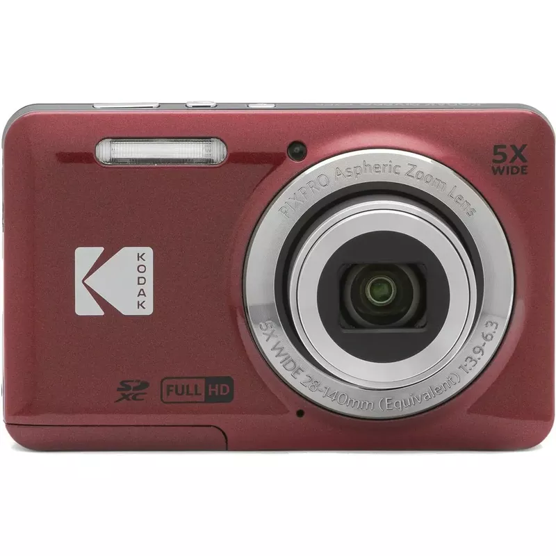 KODAK PIXPRO FZ55 Friendly Zoom Digital Camera, Red, Point and Shoot, Bundles with SD Card and Slinger Camera bag