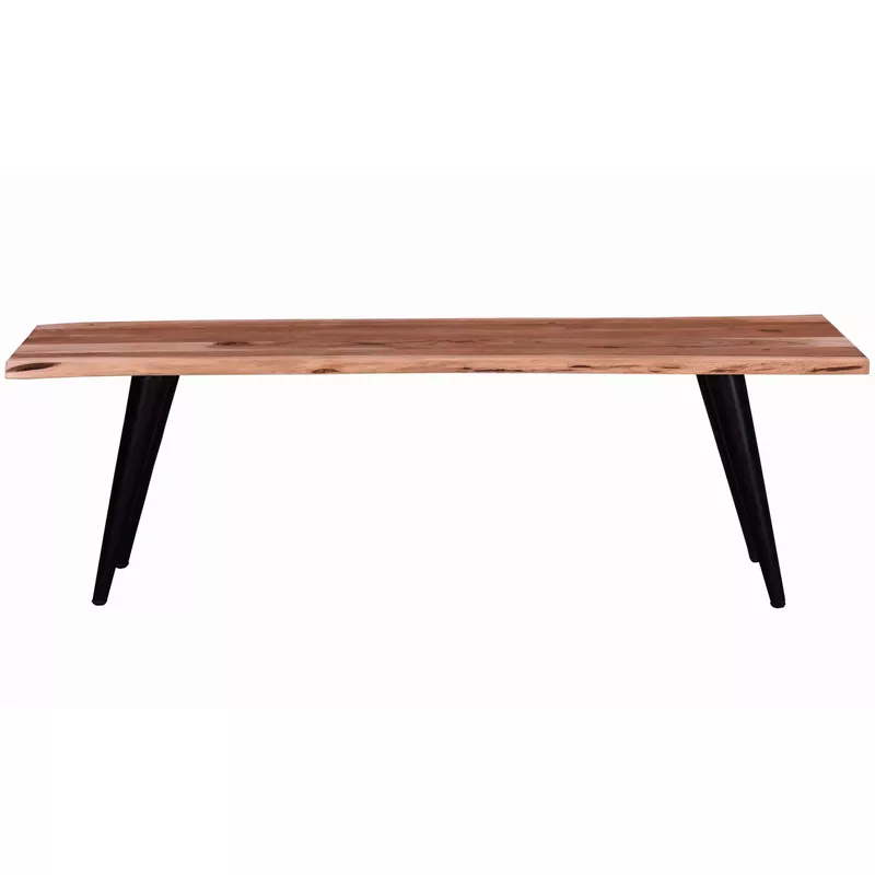 Palmerston Brown/Black Acacia Solid Wood Backless Dining Bench 58 in. W x 18 in. H