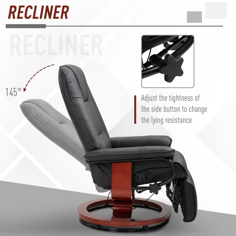 Rent to own HomCom Faux Leather Adjustable Manual Swivel Base Recliner ...