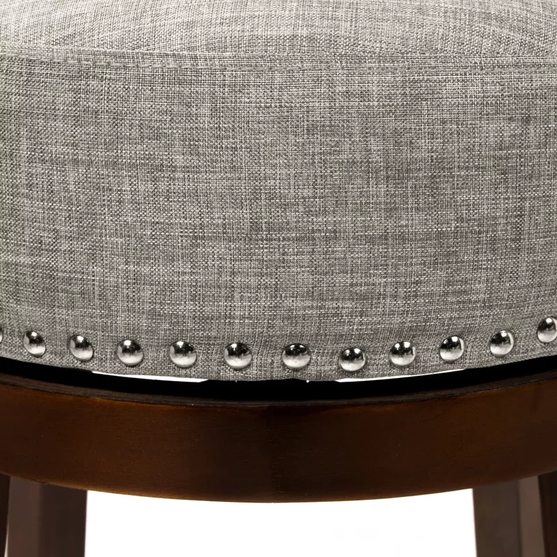 Transitional Fabric 24-inch Swivel Bar Stools in Dark Oak/Light Gray (Set of 2)