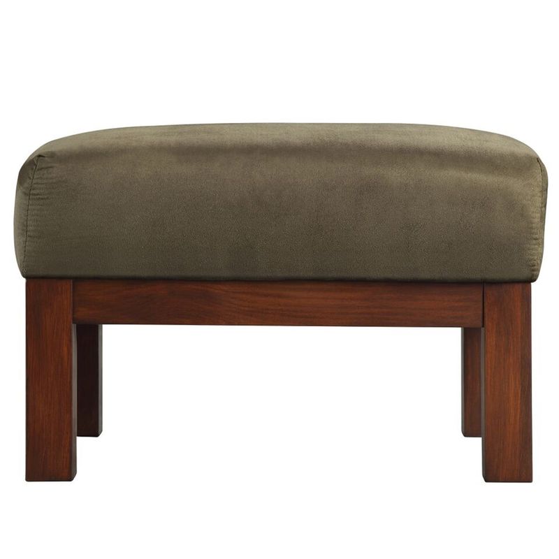 Hills Mission-style Oak Ottoman by iNSPIRE Q Classic - Dark Brown Fabric