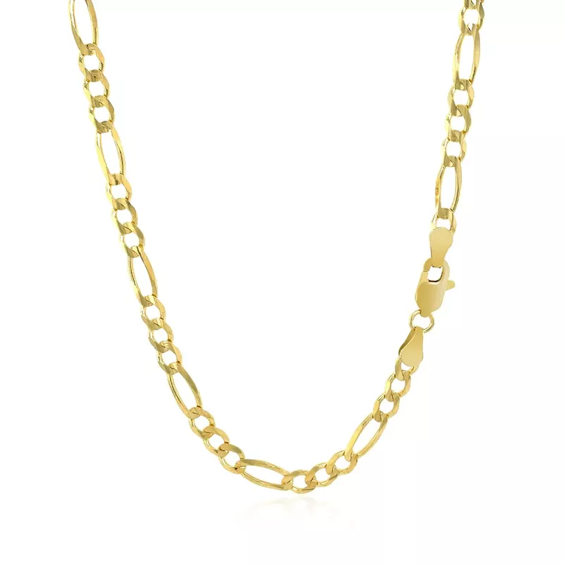 3.8mm 14k Yellow Gold Solid Figaro Chain (22 Inch)